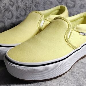 Lemon Icing Vans Asher Platform ST women's slip-on sneakers Size 6 Womens